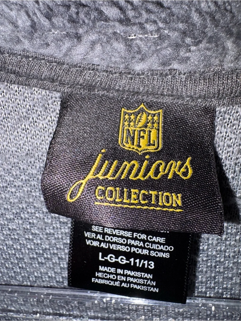NFL Juniors Collection grey fleece jacket